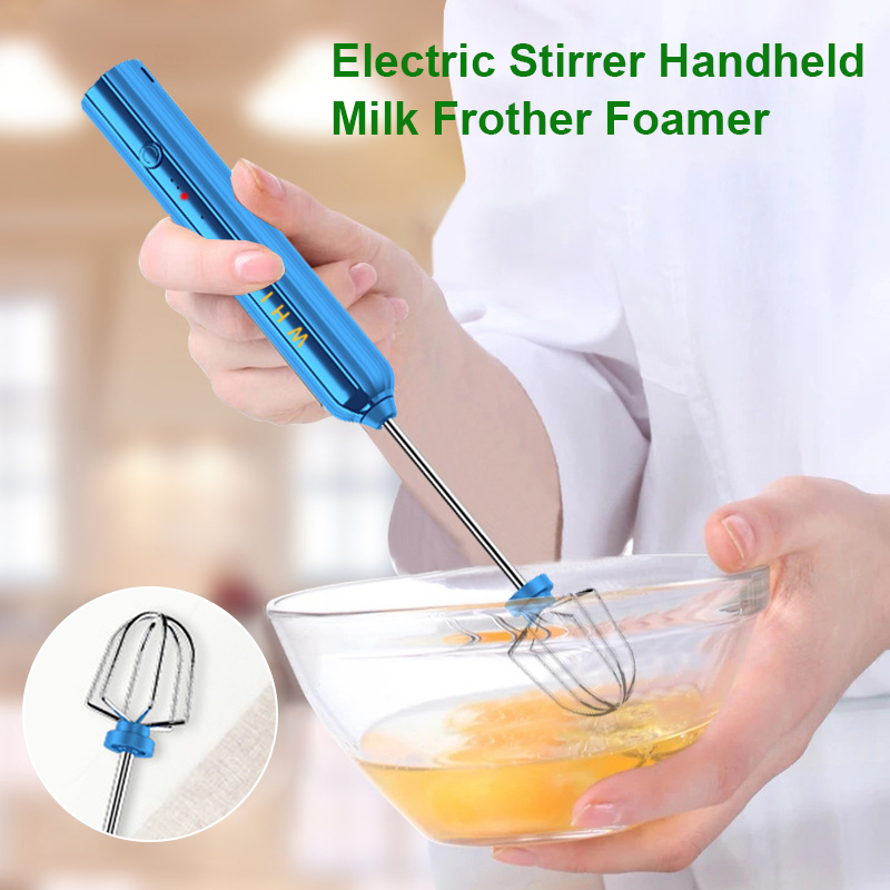 Kitchen Dining room appliances Electric Milk Frother Handheld Whisk Cordless Egg Beater USB Rechargeable Foamer for Coffee Cappuccino Matcha Lattes with 2 Head