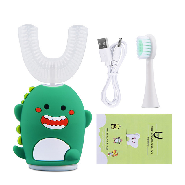 CkeyiN 2in1 Smart U Shape Sonic Kids Electric Toothbrush 360 Degress Automatic Tooth Brush Teeth Whitening Cleaning Rechargeable
