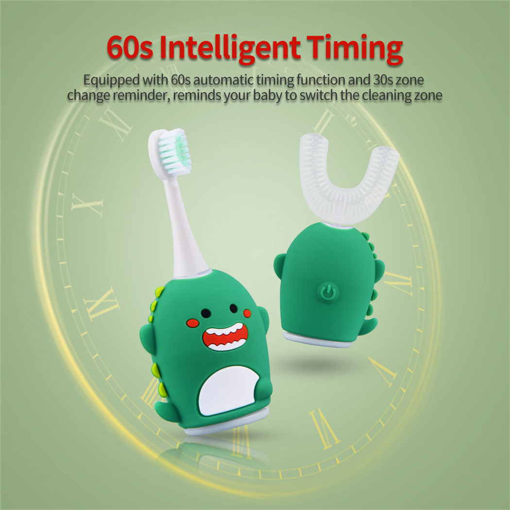CkeyiN 2in1 Smart U Shape Sonic Kids Electric Toothbrush 360 Degress Automatic Tooth Brush Teeth Whitening Cleaning Rechargeable