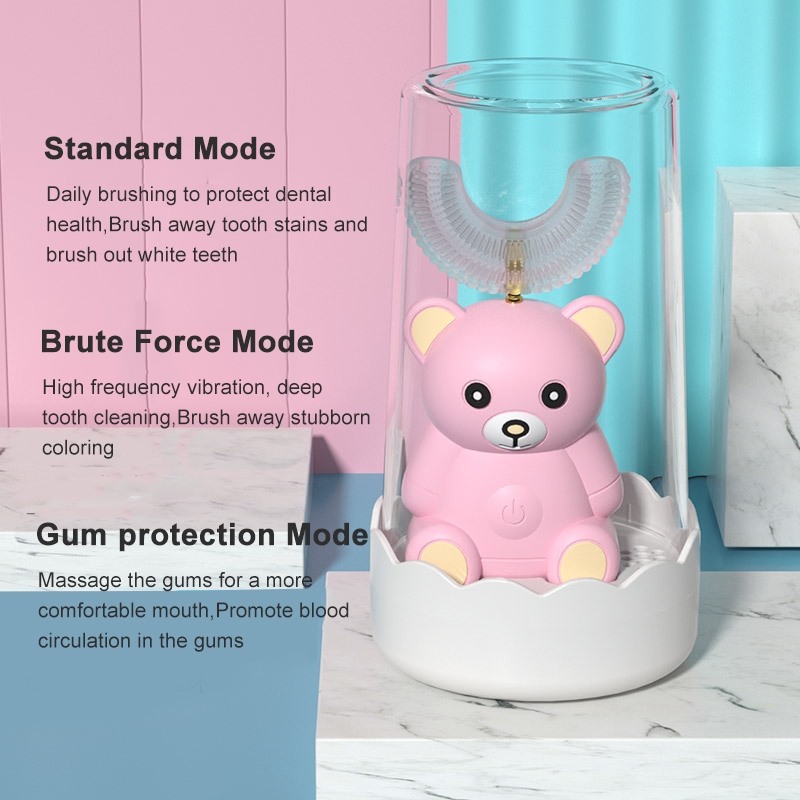 360 Degress U Sonic Electric Toothbrush Kids Silicone Automatic Ultrasonic Tooth Brush Children Teeth Brush Bear Cartoon