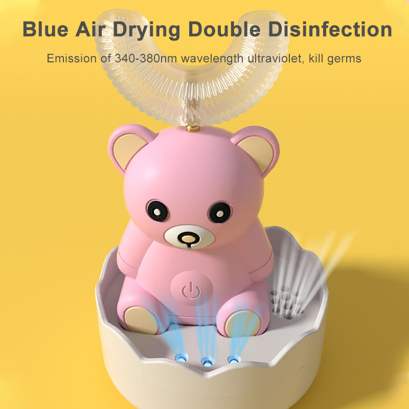 360 Degress U Sonic Electric Toothbrush Kids Silicone Automatic Ultrasonic Tooth Brush Children Teeth Brush Bear Cartoon