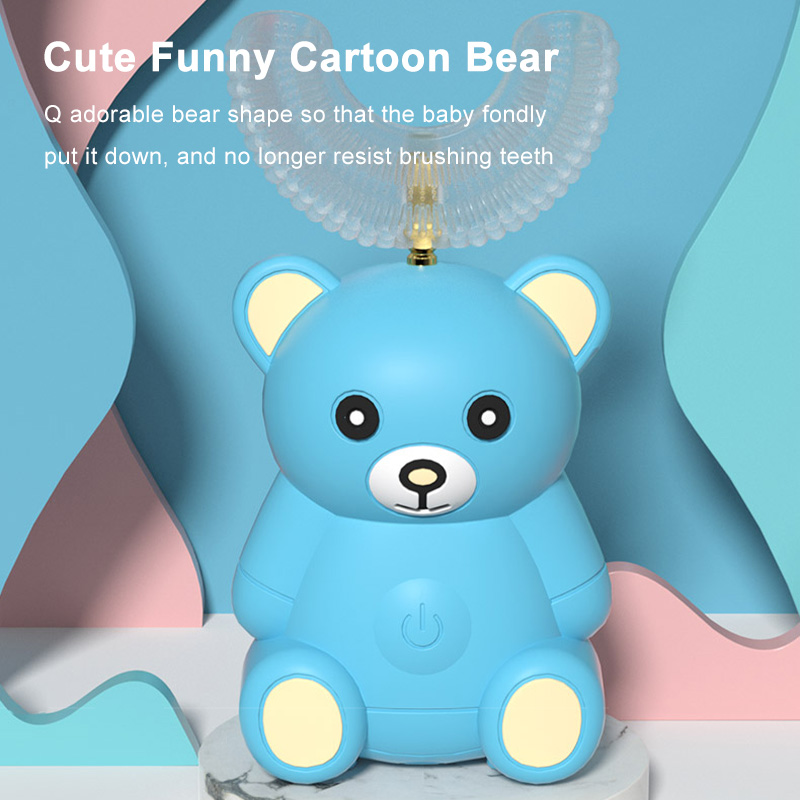 360 Degress U Sonic Electric Toothbrush Kids Silicone Automatic Ultrasonic Tooth Brush Children Teeth Brush Bear Cartoon