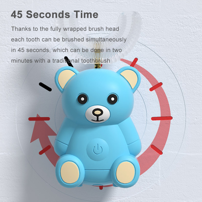 360 Degress U Sonic Electric Toothbrush Kids Silicone Automatic Ultrasonic Tooth Brush Children Teeth Brush Bear Cartoon