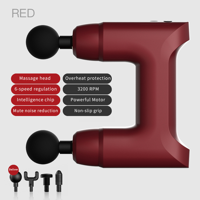 Double Heads Massage Gun Deep Tissue Electric Massager Neck Body Muscle Stimulation Percussion Pistol Fitness Relaxation