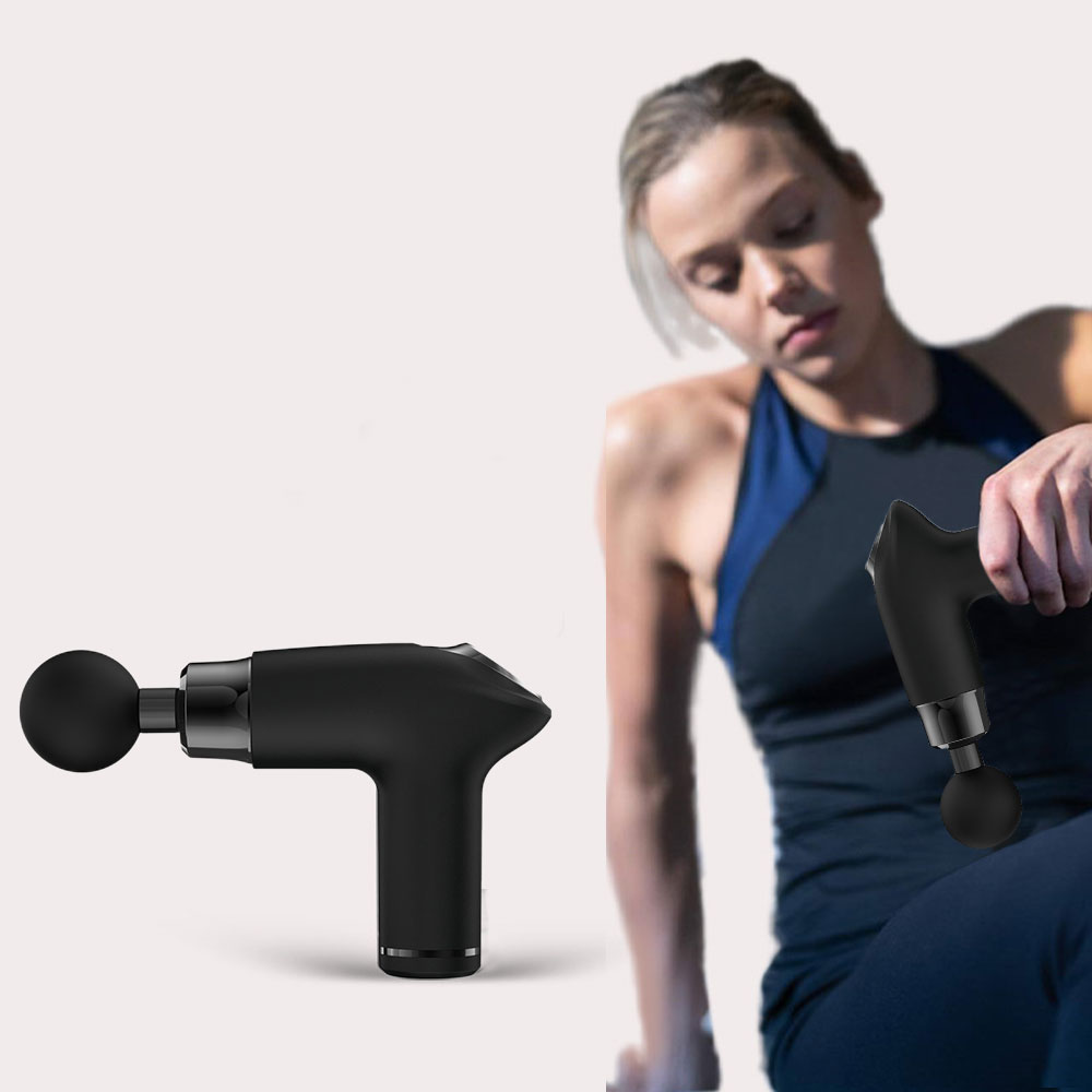 Mini Massage Gun Muscle Transparent Body Massager Electric 4 Heads Fascial Gun Massager Relaxation