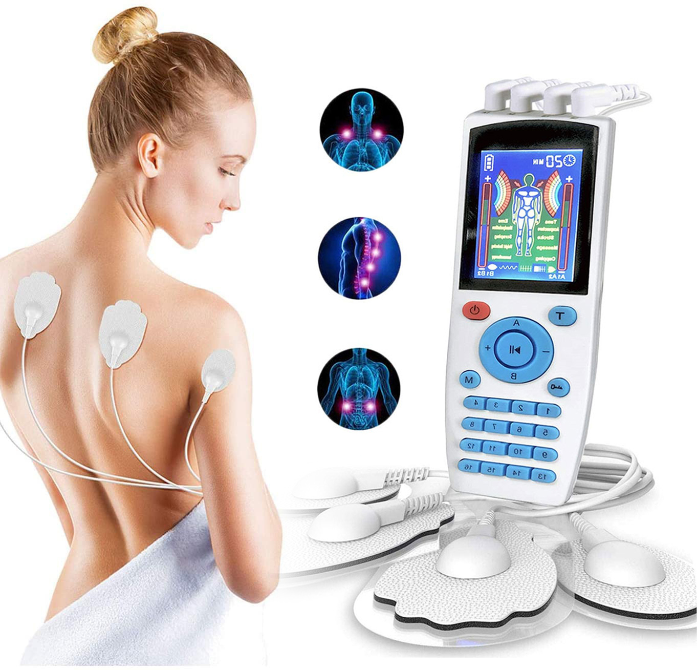 16 Mode EMS Electric Tens Machine Acupuncture Body Massage Digital Physiotherapy Massager Muscle Stimulator Electrostimulator