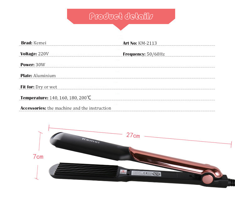 Professional hair straightener ceramic flat irons straightening iron curling corn wave board negtive Ions curler