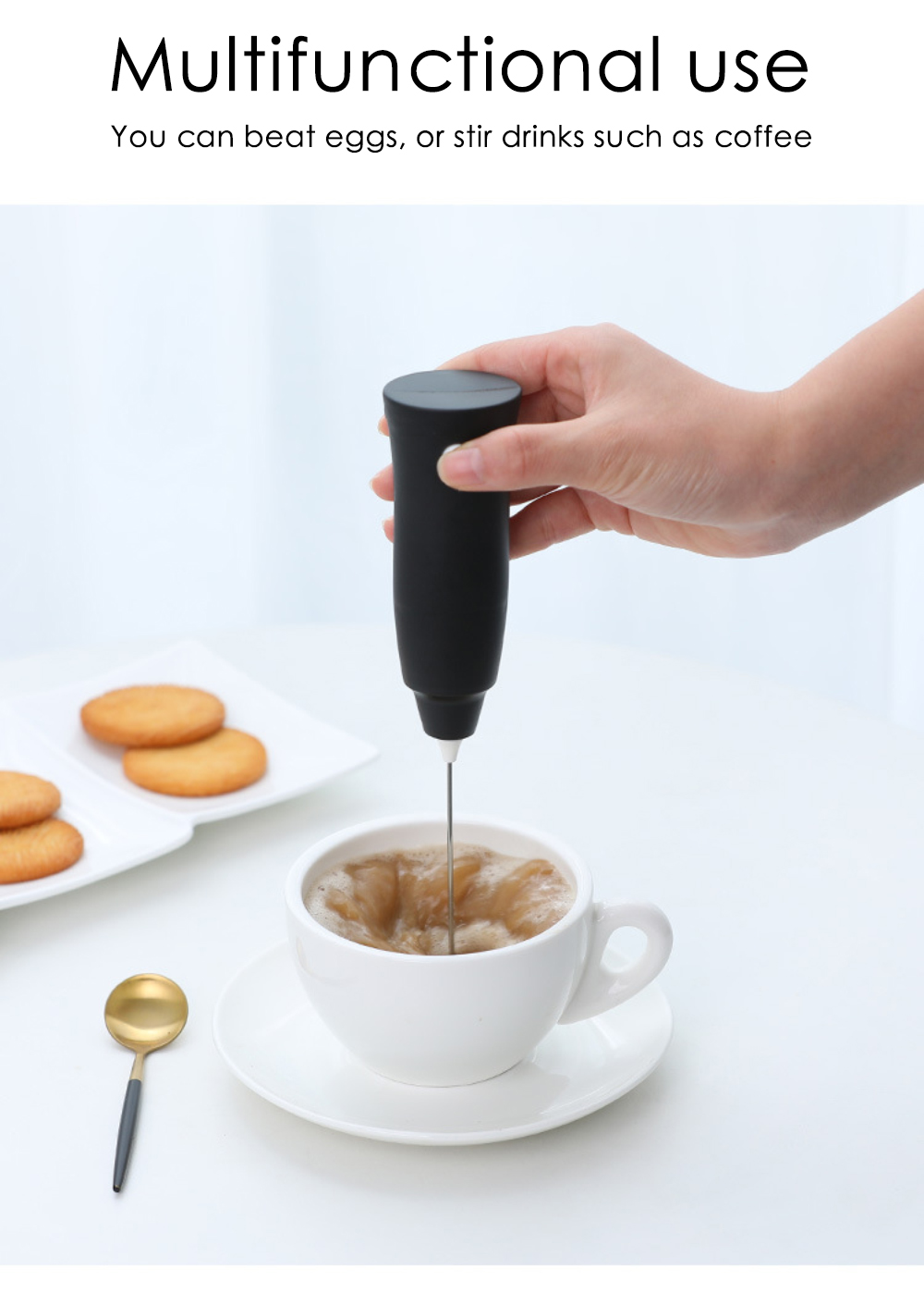 Kitchen Dining room appliances Handheld Stainless Steel Electric Whisk Kitchen Flour Milk Tea Coffee Blender Portable Home Baking Mini Milk Whisk