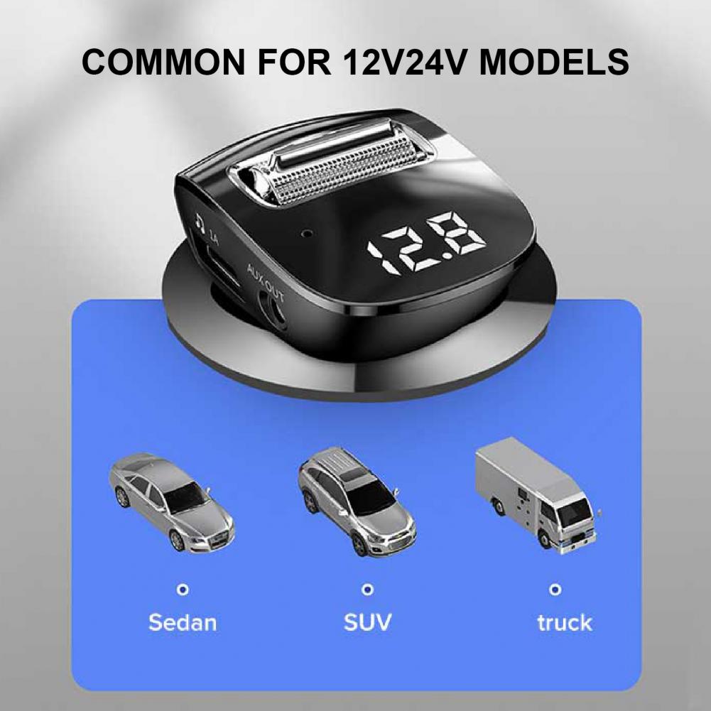 Car Bluetooth 5.0 FM Transmitter Wireless Handsfree Audio Receiver Auto MP3 Player 2.1A Dual USB Fast Charger Car Accessories