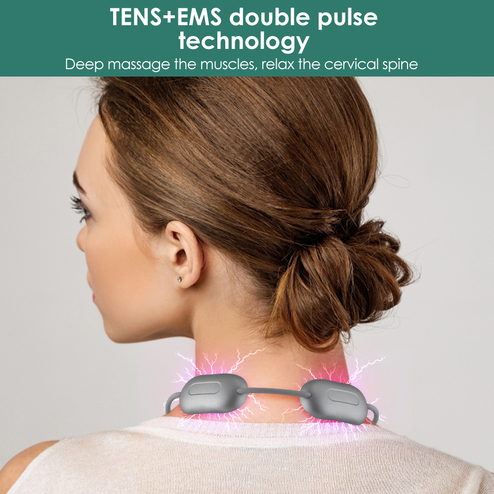 EMS Tens Massager with Heating Microcurrent Cervical Neck Pulse Massage Machine EMS Muscle Stimulation Deep Relaxation