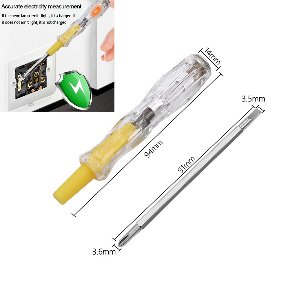 1pc Screwdriver Test Pencil 100-500V Tester Double Heads Electrical Screwdriver Probe Voltage Detector Test Pen Electrician Tool