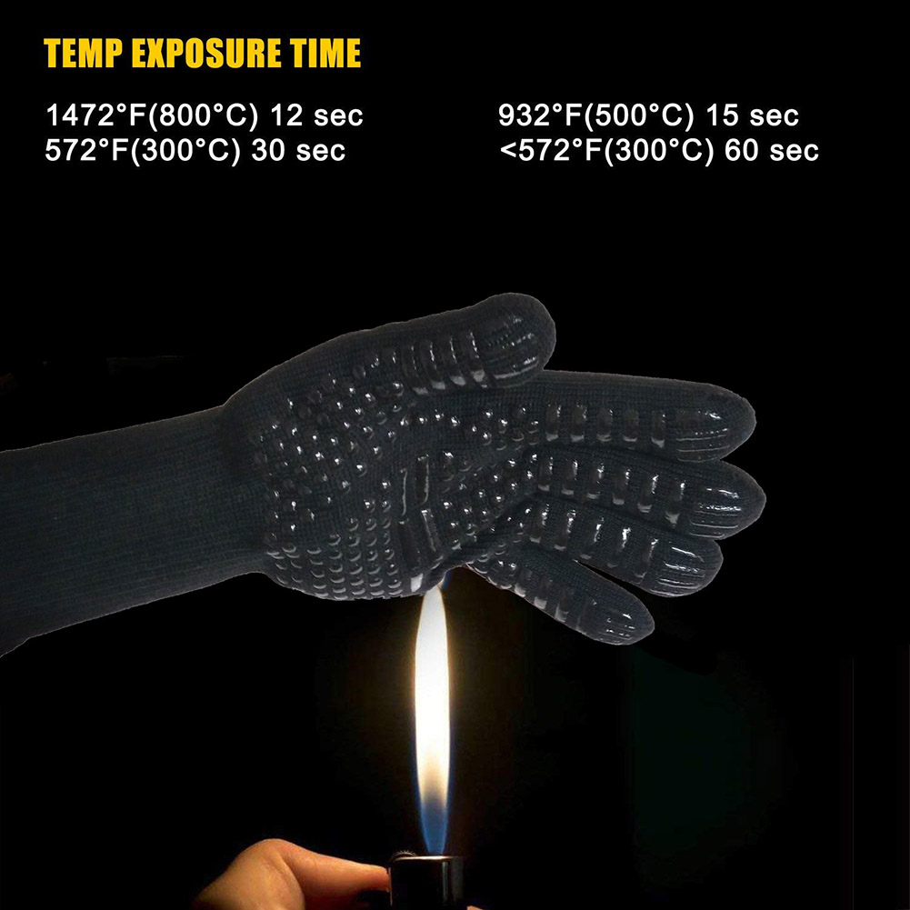 1 Pair Anti-scalding Glove 5-finger Anti-skid Elastic Mitt Heat Resistance Kitchen Oven Microwave Barbecue Accessories