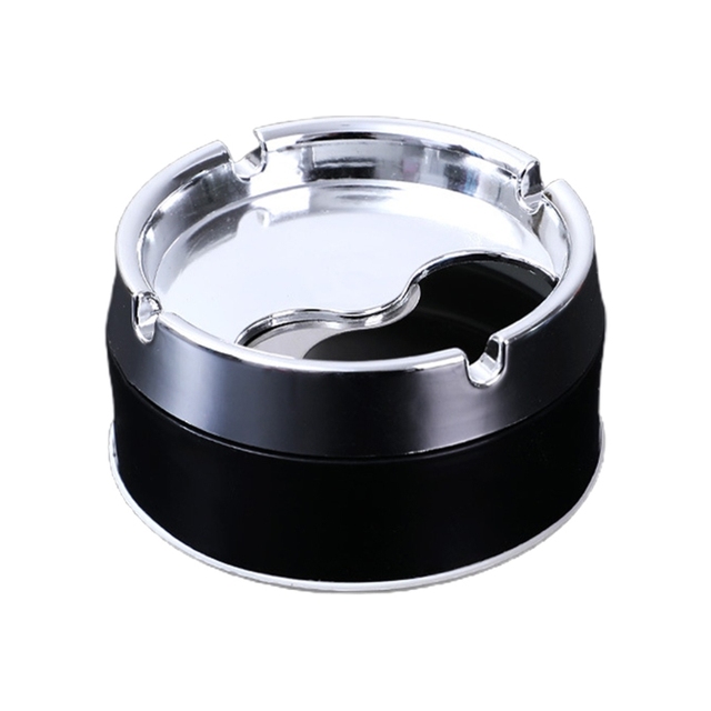 Stainless Steel Ashtray Round Windproof Ashtrays with Rotating Lid for Home Garden Outdoor Indoor Portable Office Sealing