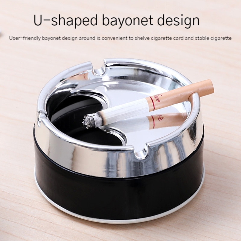 Stainless Steel Ashtray Round Windproof Ashtrays with Rotating Lid for Home Garden Outdoor Indoor Portable Office Sealing