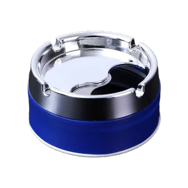 Stainless Steel Ashtray Round Windproof Ashtrays with Rotating Lid for Home Garden Outdoor Indoor Portable Office Sealing