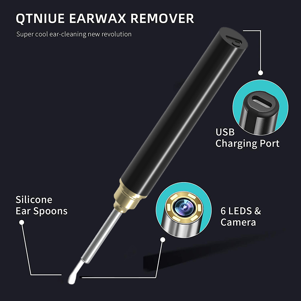 Wireless In Ear Cleaning Endoscope Spoon Portable WiFi Mini Camera Ear Picker for Adults Kids Compatible with Android iOS Visual