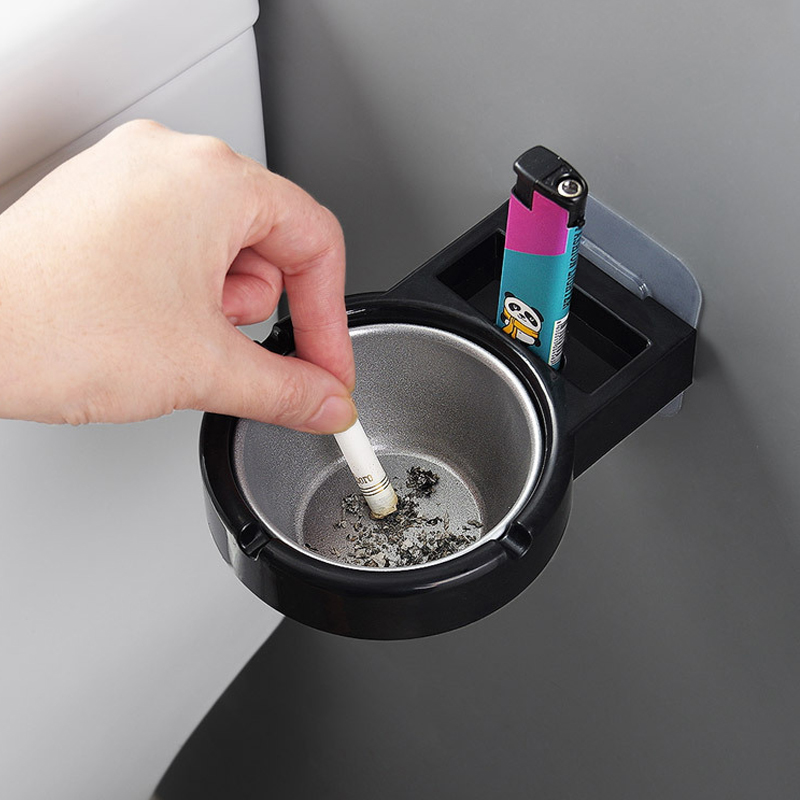 1pc Portable ashtray wall stainless steel pocket smoke holders Storage Cup for toilet Home Office Cigarette Tools case