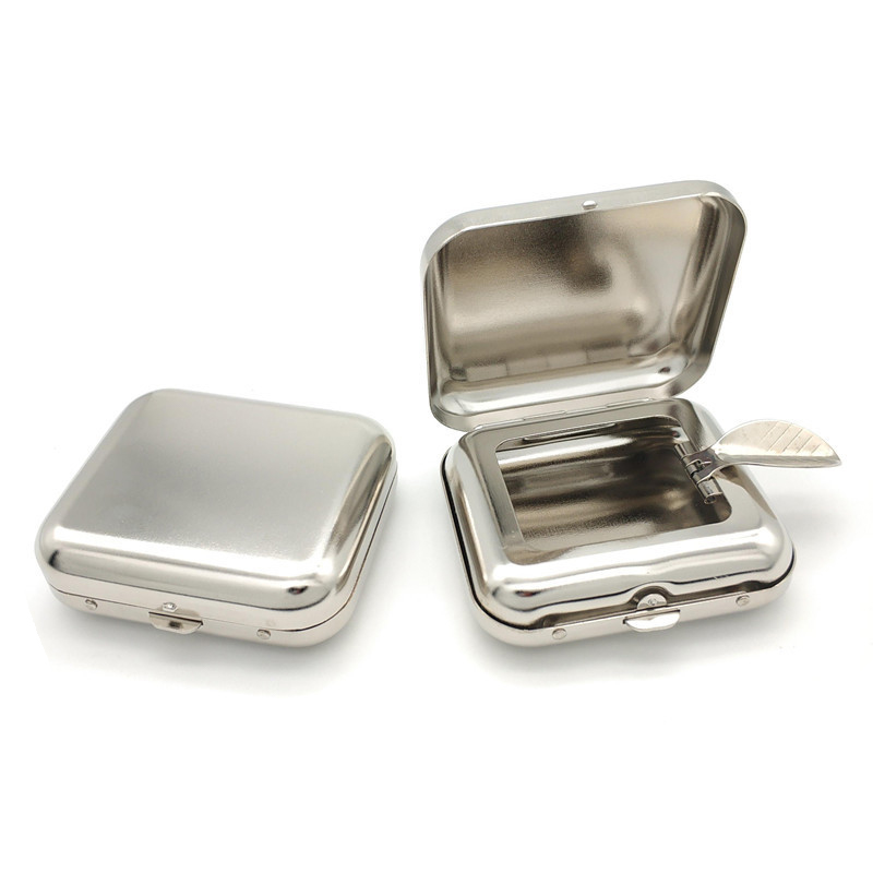 Stainless Steel Square Pocket Ashtray metal Ash Tray Pocket Ashtrays With Lids Portable Ashtray