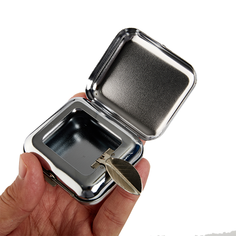 Stainless Steel Square Pocket Ashtray metal Ash Tray Pocket Ashtrays With Lids Portable Ashtray