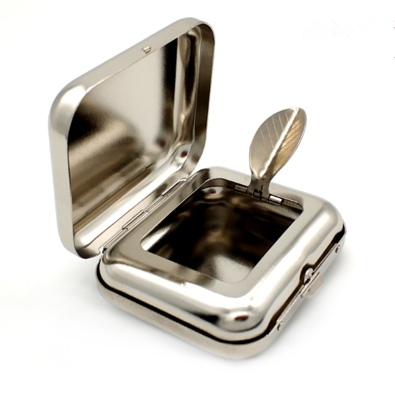 Stainless Steel Square Pocket Ashtray metal Ash Tray Pocket Ashtrays With Lids Portable Ashtray