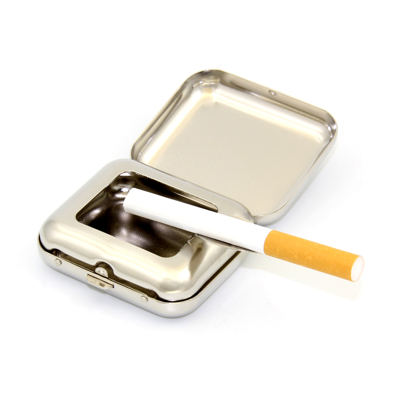 Stainless Steel Square Pocket Ashtray metal Ash Tray Pocket Ashtrays With Lids Portable Ashtray