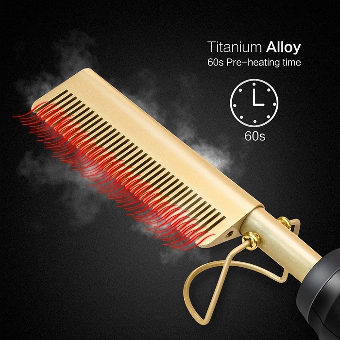 1PC Hot Heating Comb Hair Straightener Flat Irons Straightening Brush Hair Straight Styler Corrugation Curling Iron Hair Curler Comb