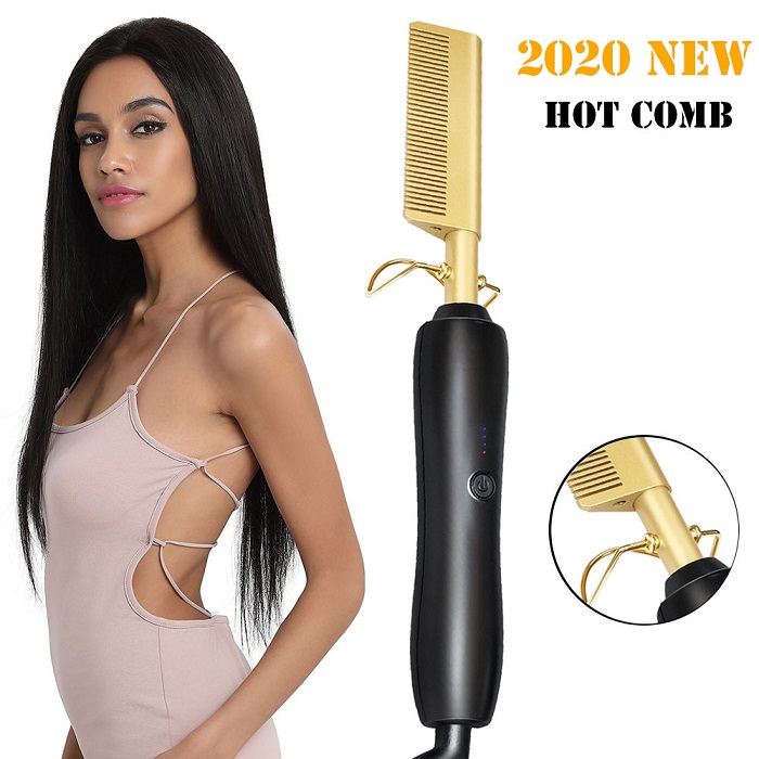 1PC Hot Heating Comb Hair Straightener Flat Irons Straightening Brush Hair Straight Styler Corrugation Curling Iron Hair Curler Comb