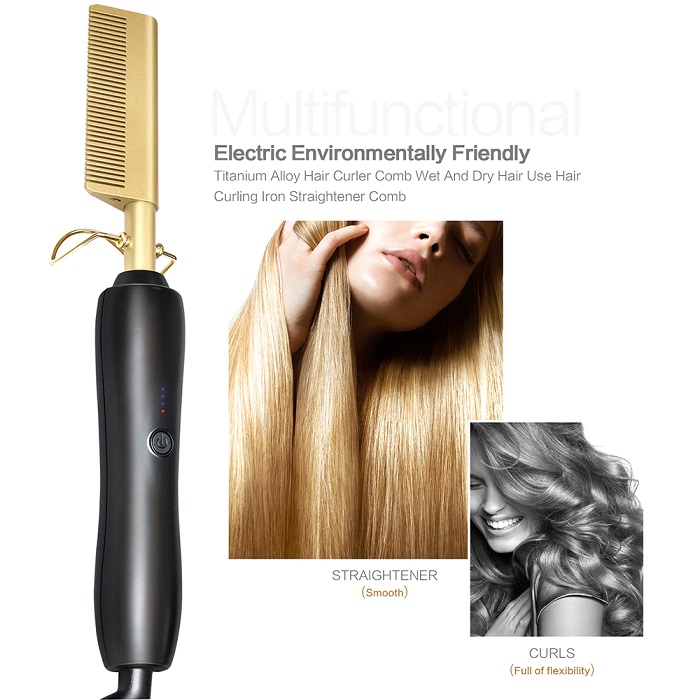 1PC Hot Heating Comb Hair Straightener Flat Irons Straightening Brush Hair Straight Styler Corrugation Curling Iron Hair Curler Comb