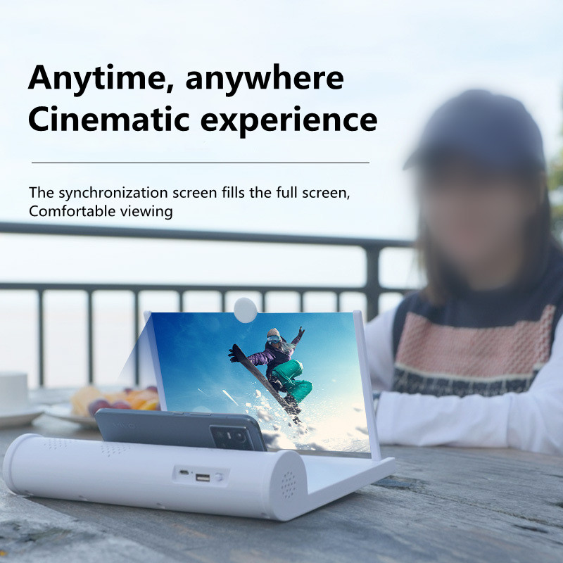New 12-inch Mobile Phone Screen Magnifying Glass HD Pull-out Bluetooth Speaker Magnifying Glass Desktop Mobile Phone Bracket