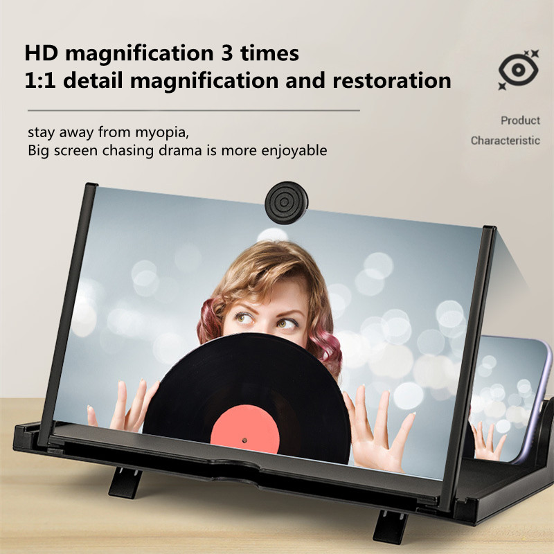 New 12-inch Mobile Phone Screen Magnifying Glass HD Pull-out Bluetooth Speaker Magnifying Glass Desktop Mobile Phone Bracket