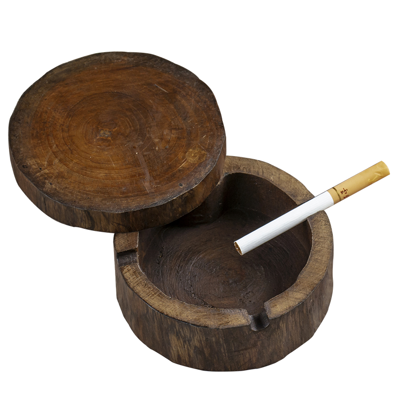 Chinese Wooden Ashtray Manual Retro Decorative Living Room Desktop Ashtrays Coffee Table Creative Ash Tray Home Decoration