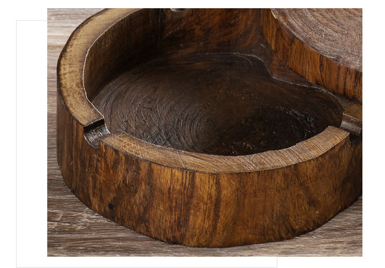 Chinese Wooden Ashtray Manual Retro Decorative Living Room Desktop Ashtrays Coffee Table Creative Ash Tray Home Decoration
