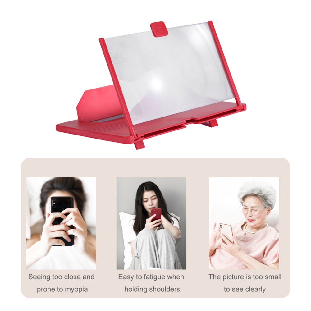 10 inch 3D Phone Screen Stand Magnifier HD Video Amplifier Projector Stand Bracket Folding Phone Magnifying Glass Desktop Holder