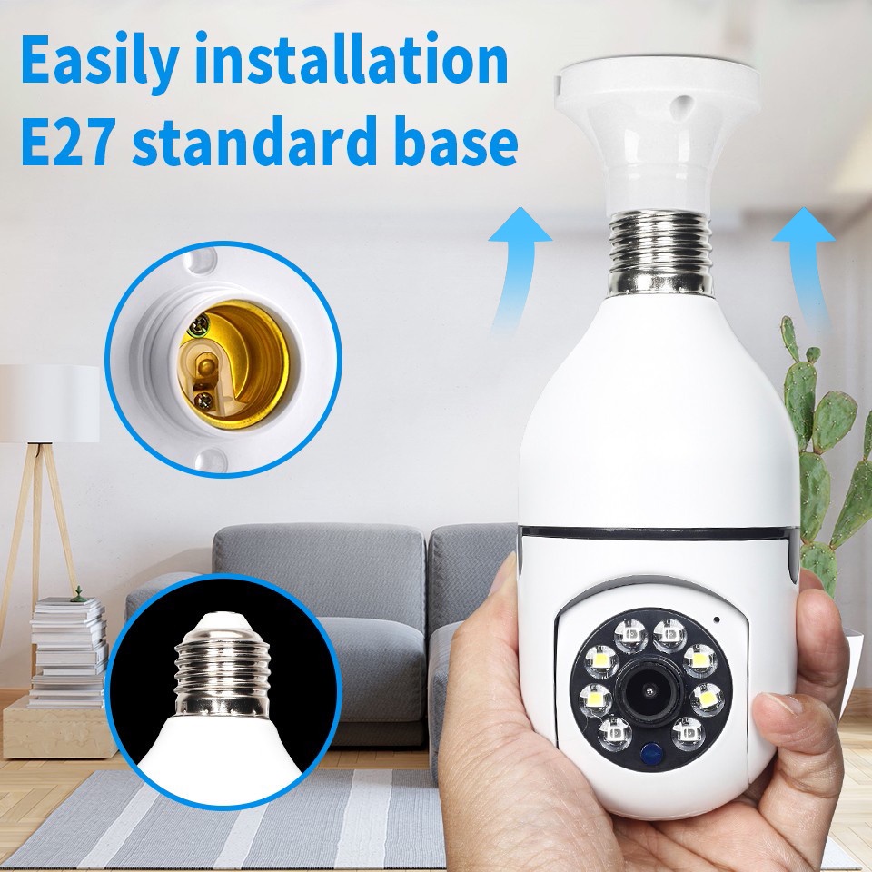 LED Light HD 1080P IP Camera wireless panoramic home security WiFi CCTV smart bulb camera two audio night vision cameras（no card）