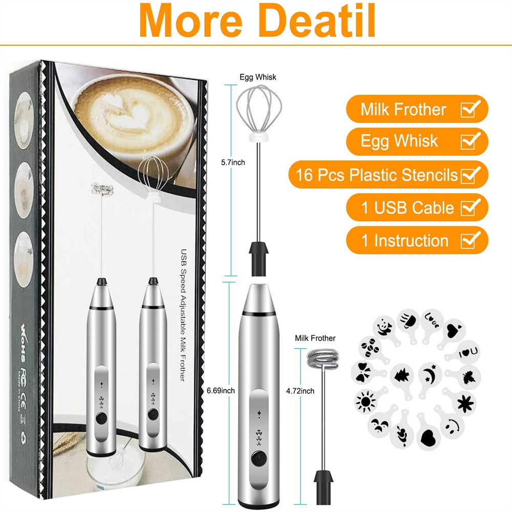 Kitchen Dining room appliances 1/16PCS Manual Milk Frother Coffee Beater Rechargeable Whisk Drink Mixer Milk Foam Blender Egg Whisk Kitchen Accessories
