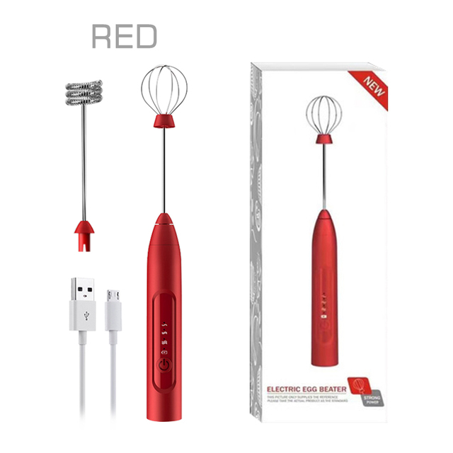 Kitchen Dining room appliances Electric Mixers Handheld Milk Foamer Cappuccino Frother Maker Rechargeable 2 Whisks 3-Speed Mini Stirrer for Latte Egg Mix