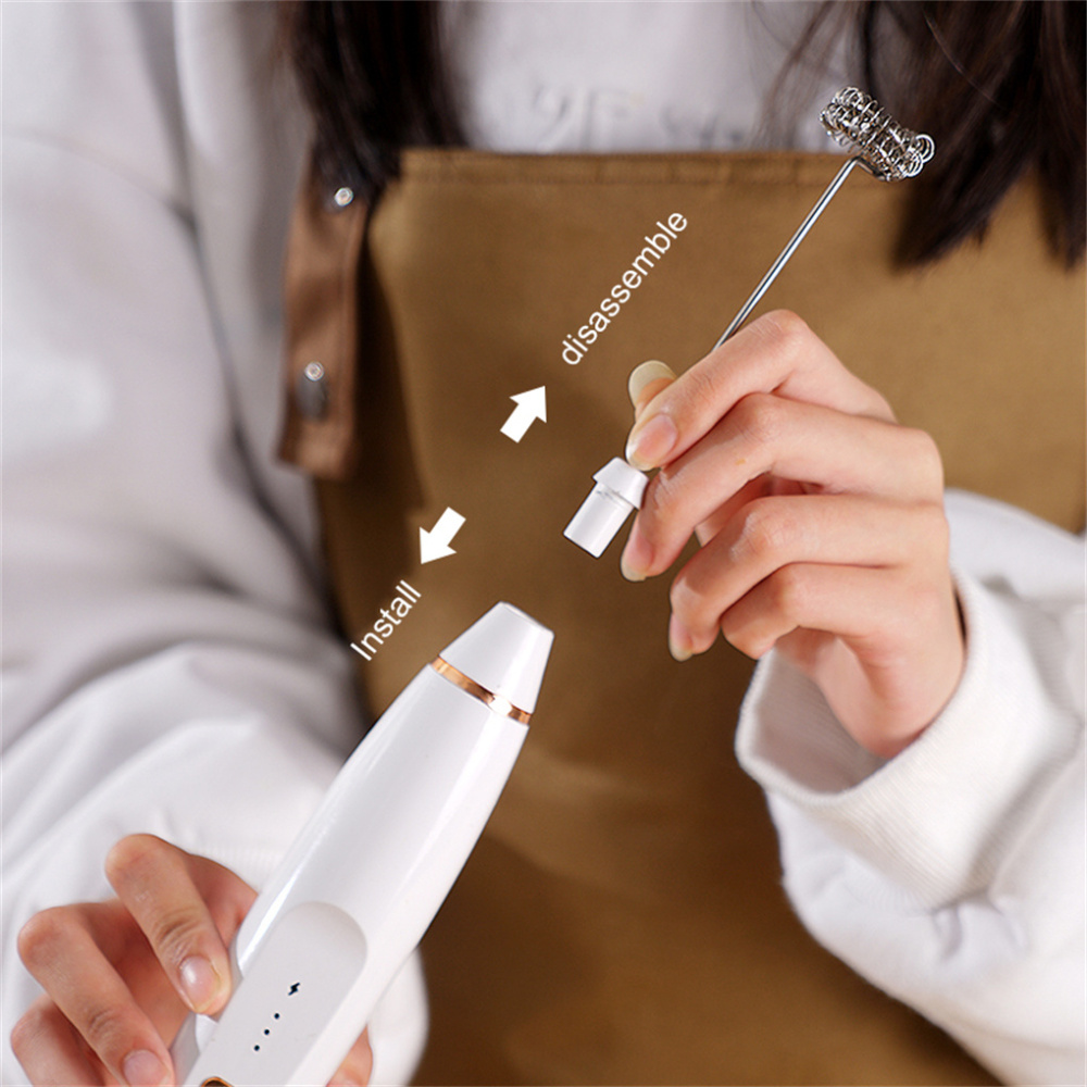 Kitchen Dining room appliances Mini Electric Milk Frother Stainless Steel Kitchen Whisk Creative Coffee Milk Whisk Automatic Milk Powder Mixer Household