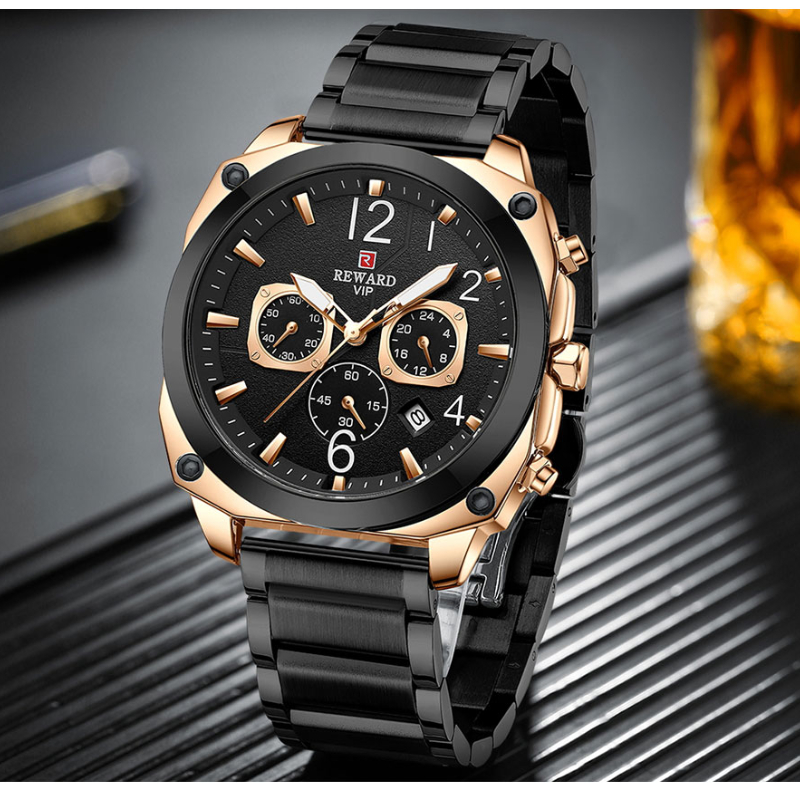 New Men Watches Multifunction Business Quartz Wristwatch Solid Stainless Steel Wrist Watch