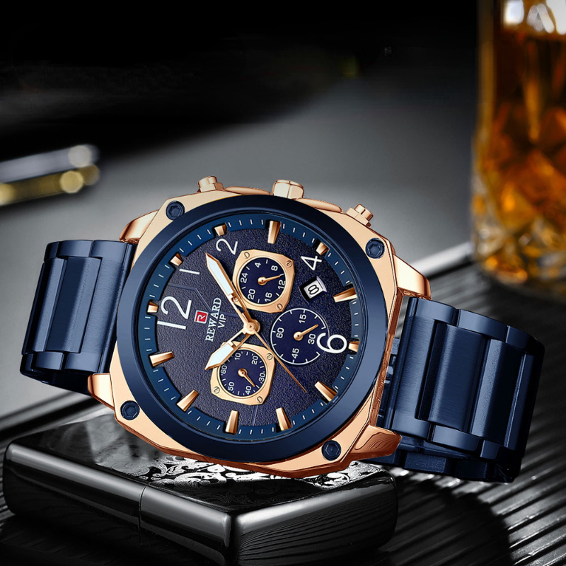 New Men Watches Multifunction Business Quartz Wristwatch Solid Stainless Steel Wrist Watch