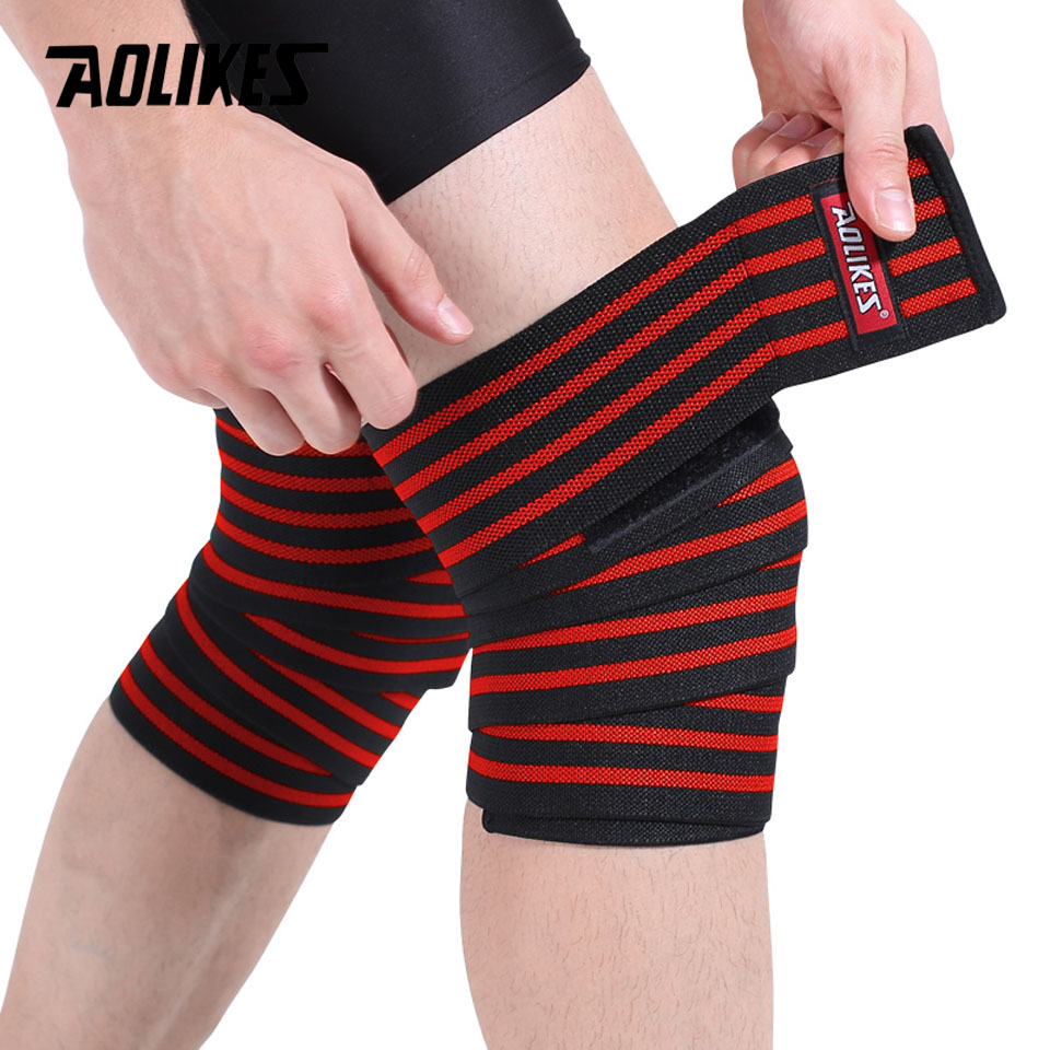 1Pair 180*8CM Fitness WeightLifting Leg Knee Compression Straps Wraps Elastic Bandages Poverlifting Squats Training