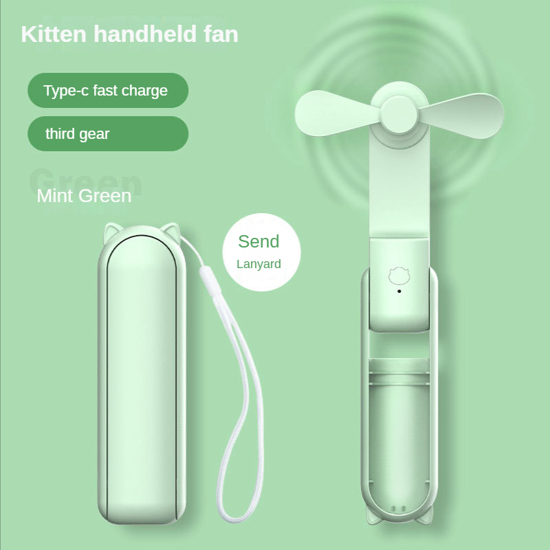 Mini Fan Portable Fan USB Rechargeable Handheld Desktop Fans 2000mAh Quiet Foldable Office Home Handy Power Bank Air Cooler