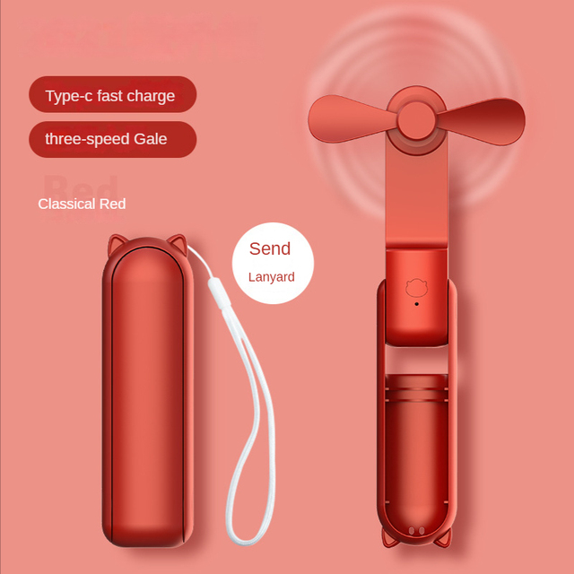 Mini Fan Portable Fan USB Rechargeable Handheld Desktop Fans 2000mAh Quiet Foldable Office Home Handy Power Bank Air Cooler