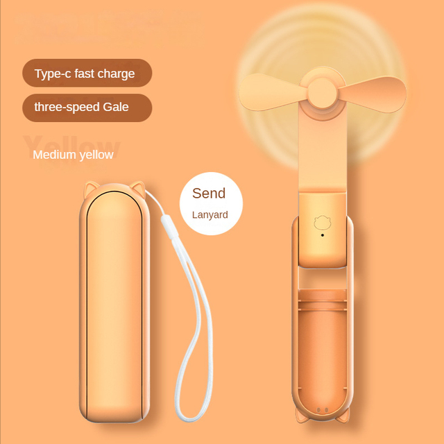 Mini Fan Portable Fan USB Rechargeable Handheld Desktop Fans 2000mAh Quiet Foldable Office Home Handy Power Bank Air Cooler