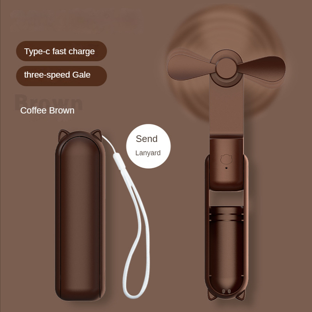 Mini Fan Portable Fan USB Rechargeable Handheld Desktop Fans 2000mAh Quiet Foldable Office Home Handy Power Bank Air Cooler