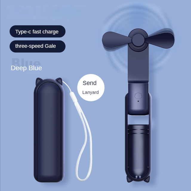 Mini Fan Portable Fan USB Rechargeable Handheld Desktop Fans 2000mAh Quiet Foldable Office Home Handy Power Bank Air Cooler