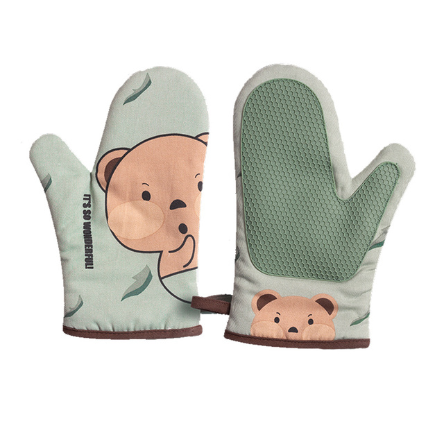 1 pair Kitchen room appliancesHeat-Resistant Gloves Microwave Oven Anti-Hot Gloves Oven Heat Insulation Anti-Scald Thickening Baking Gloves