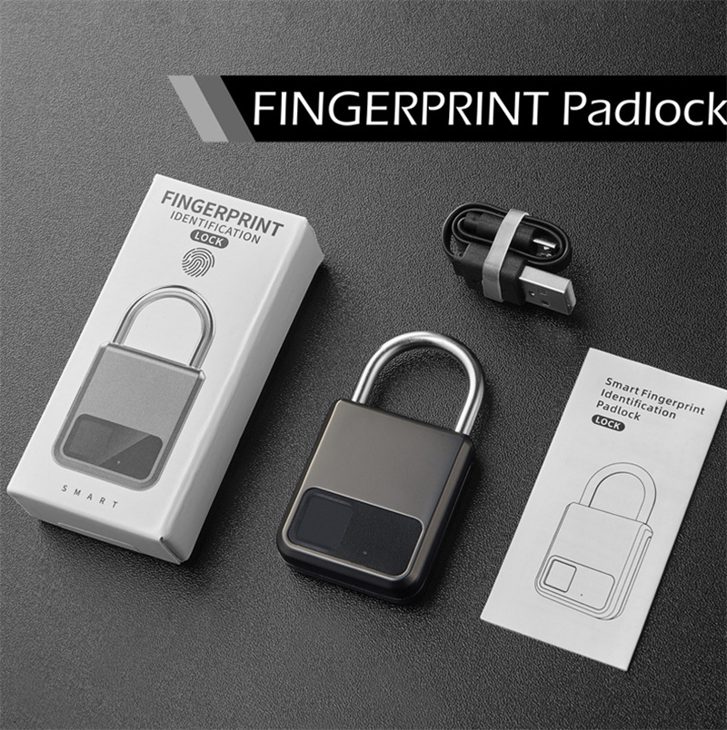 Fingerprint Padlock 20 Capacity USB Charging Door Lock Waterproof Security Protection Smart Lock For Cabinet Luggage And Bag