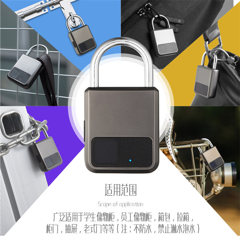 Fingerprint Padlock 20 Capacity USB Charging Door Lock Waterproof Security Protection Smart Lock For Cabinet Luggage And Bag