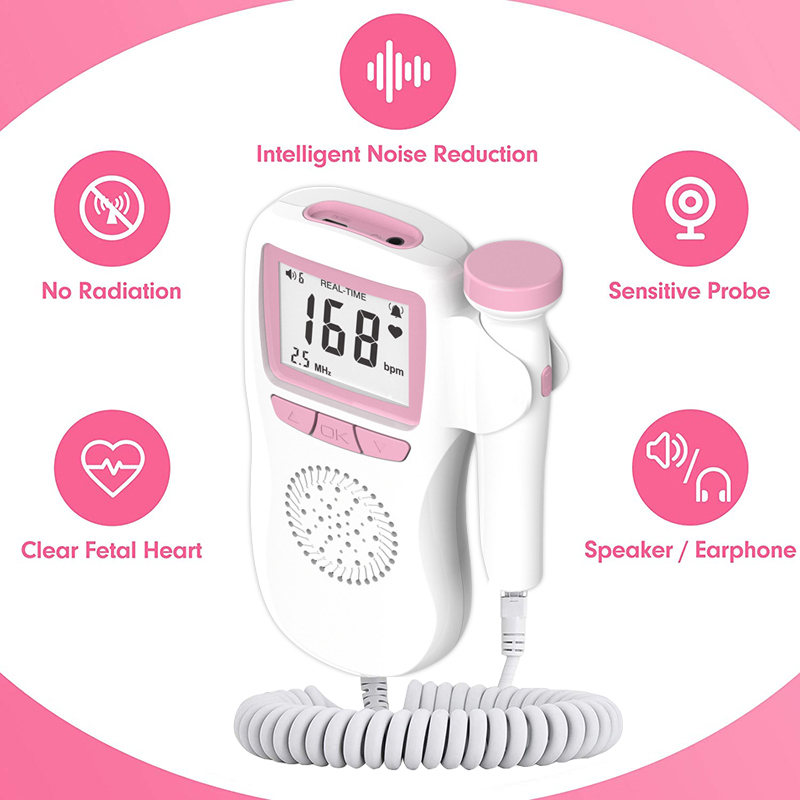 Ultrasound Doppler Fetal Portable Pregnant Baby Women Heart Rate Monitor 2.5mhz Pregnancy Meter Probe Sound Detector Household