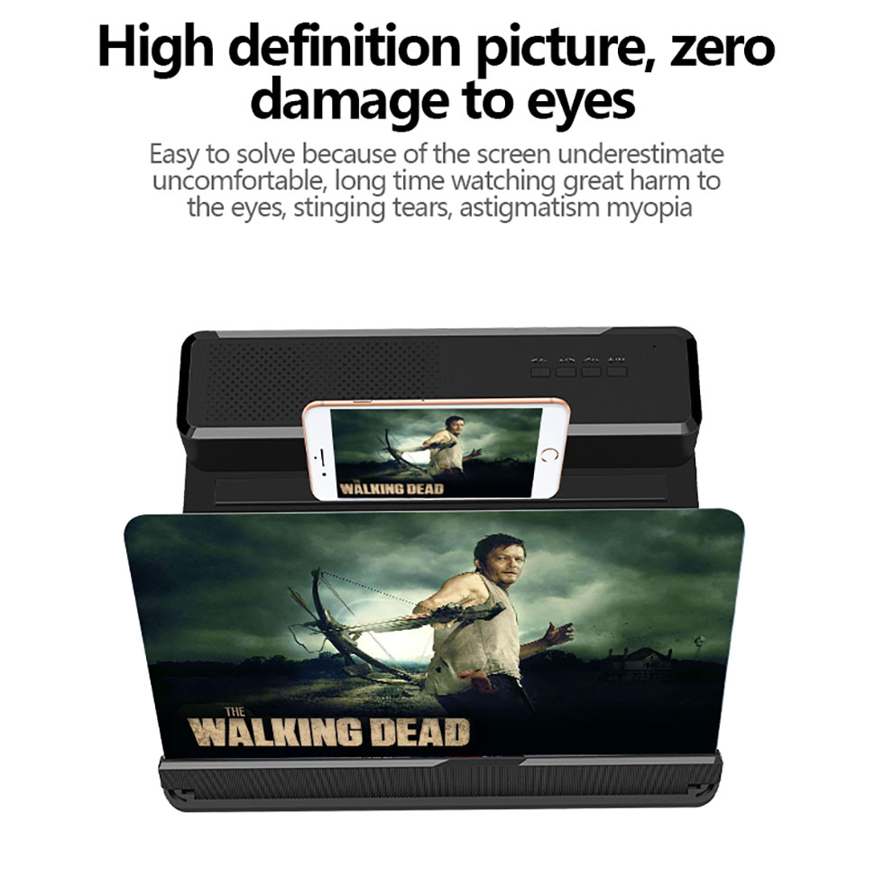 Mobile Phone Screen Amplifier Ultra HD Blu-ray 3 Magnifying Glass with Bluetooth Speaker Phone Holder Projection 6D Projection